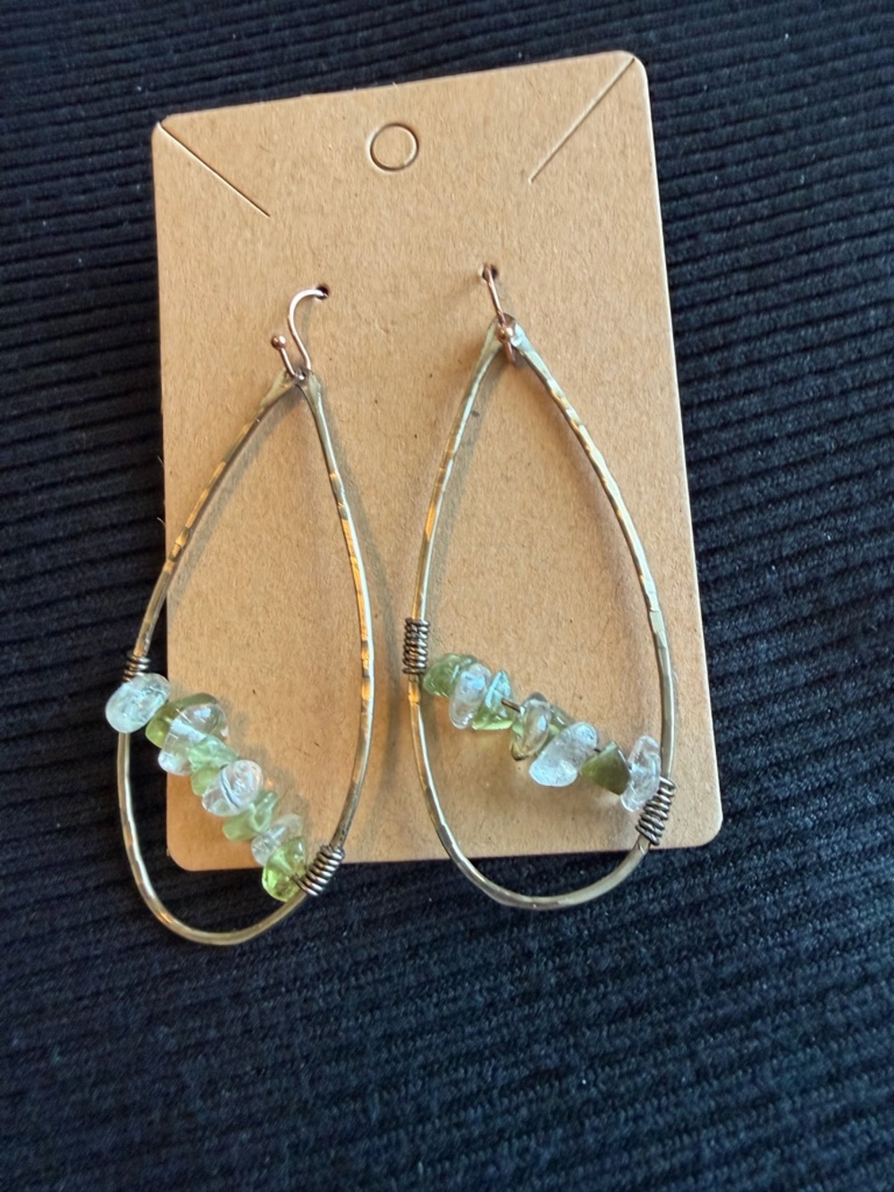 Handcrafted Green Chip Bead Teardrop Earrings - Women's Jewelry